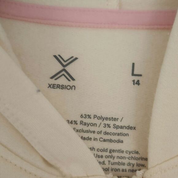 Xersion Kids Zip Up Sweatshirt Jacket Hoodie Size 14 Large Cream - Picture 3 of 3